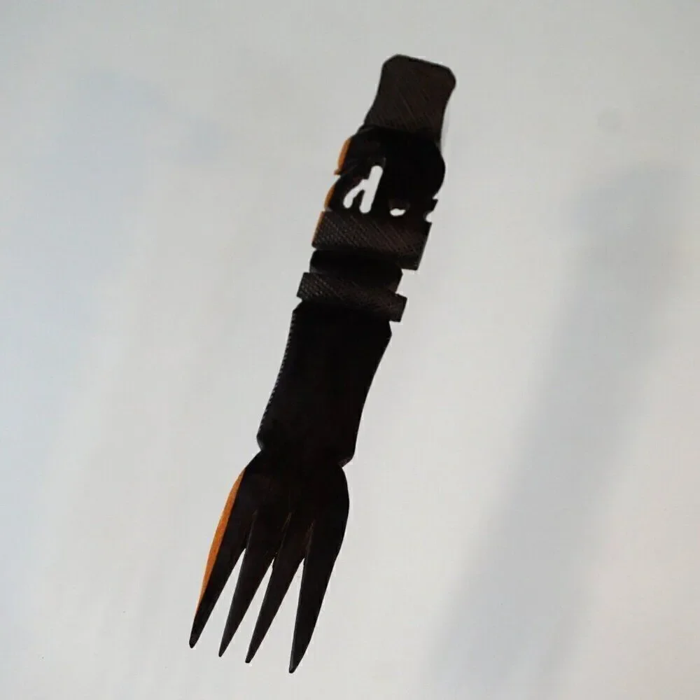 Vintage Elephant Heart Wood Fork African Hand Carved Folk Art Long Handle
